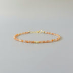 Tiny Sunstone Bracelet Dainty Gemstone Beaded Bracelet Minimalist Jewelry Sparkly Crystal Birthday Gift for Women Abundance Joy Mom Gift
