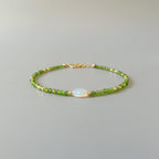 Tiny Opal Bracelet Dainty Diopside Gemstone Beaded Jewelry Green Crystal October Birthstone Minimalist Jewelry Birthday Gift for Wife Mom