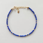 Tiny Lapis Lazuli Bracelet Dainty Gemstone Beaded Bracelet Stacking Minimalist Blue Crystal Bracelet Healing Jewelry Birthday Gift Daughter