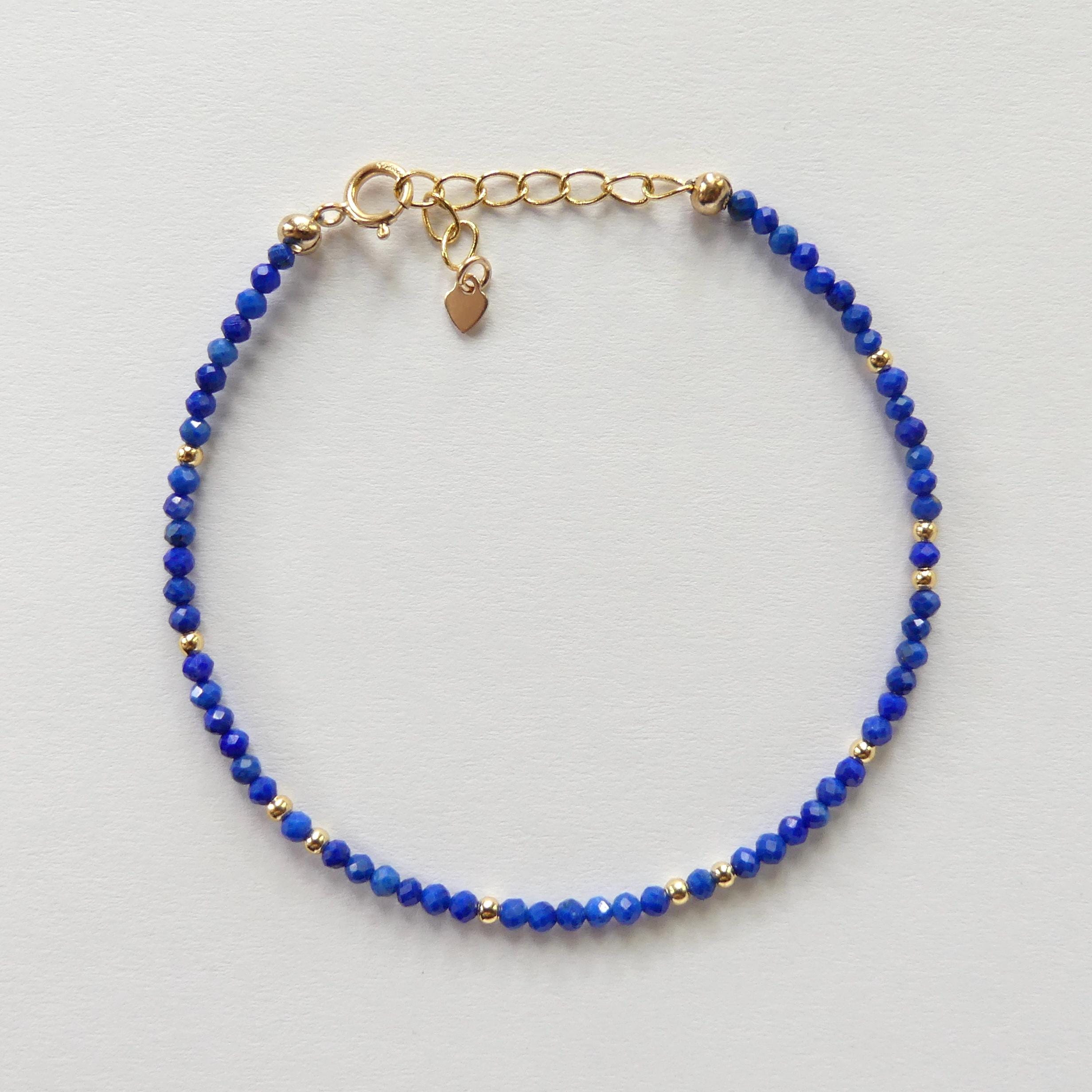 Tiny Lapis Lazuli Bracelet Dainty Gemstone Beaded Bracelet Stacking Minimalist Blue Crystal Bracelet Healing Jewelry Birthday Gift Daughter