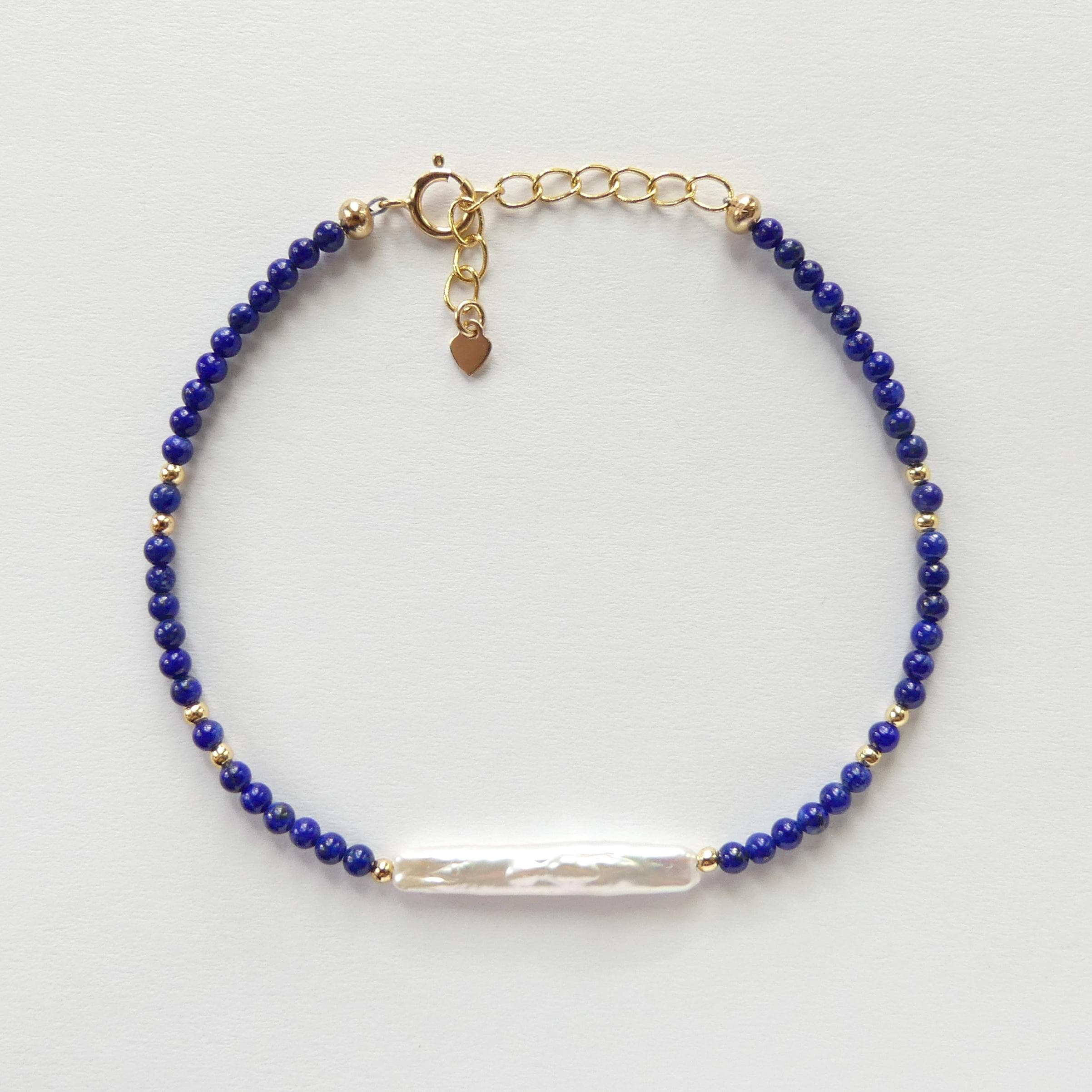 Tiny Lapis Bracelet Dainty Pearl Gemstone Beaded Bracelet Stacking Minimalist Crystal September Birthstone Jewelry Birthday Gift for Her