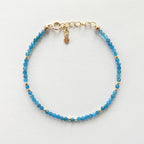 Tiny Neon Apatite Bracelet Dainty Gemstone Beaded Bracelet Blue Crystal Jewelry Minimalist Boho Chic Birthday Gift for Mom Wife Bridesmaids