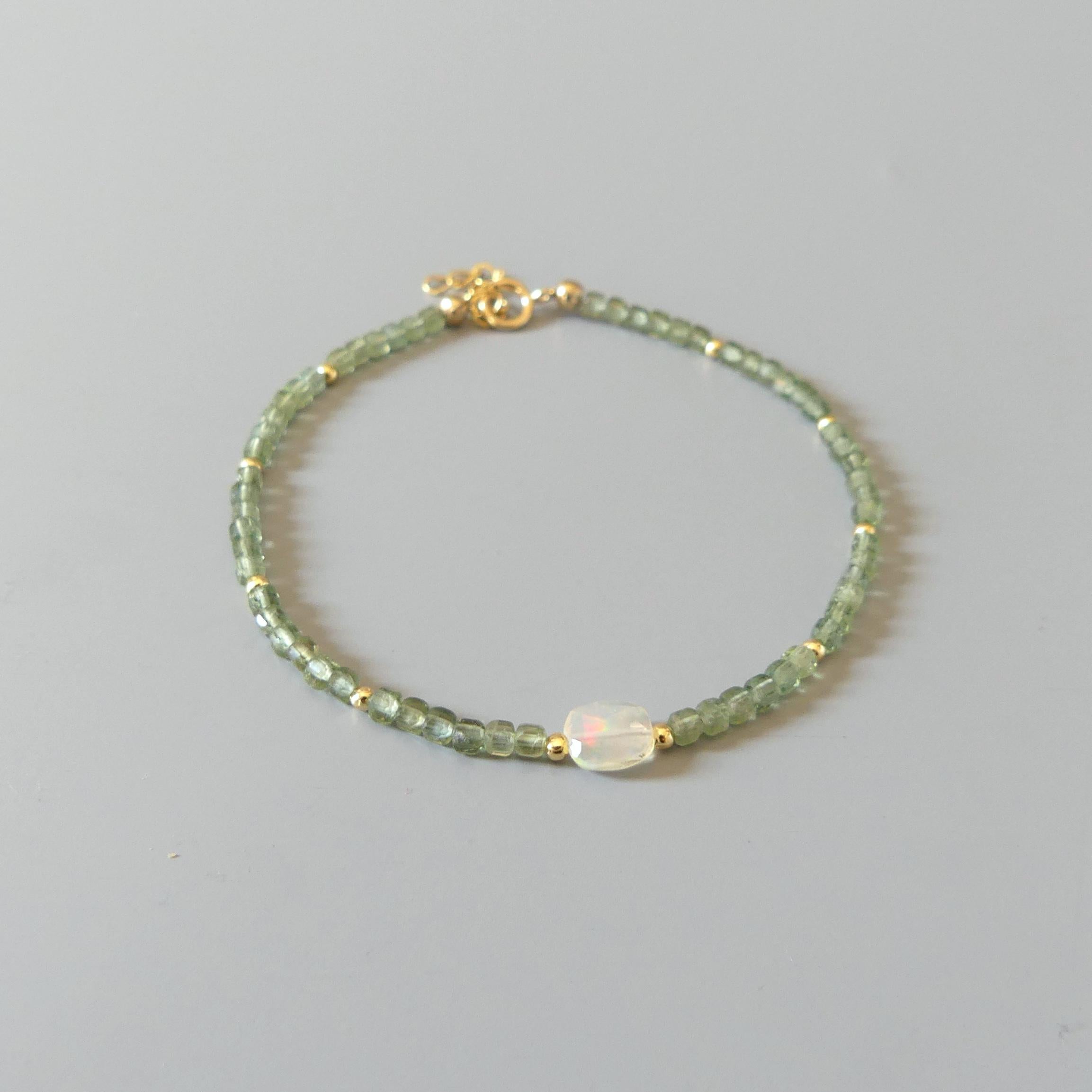 Tiny Green Apatite Bracelet Dainty Opal Gemstone Beaded Bracelet Crystal Jewelry Minimalist Stacking Birthday Gift Mom Wife Daughter Niece