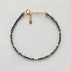 Tiny Hematite Bracelet Dainty Gemstone Beaded Bracelet Sparkly Crystal Jewelry Minimalist Protection Jewelry Stacking Birthday Gift Women