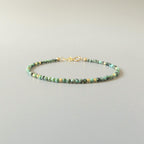 Tiny African Turquoise Bracelet Dainty Gemstone Beaded Bracelet Minimalist Blue Green Crystal December Birthstone Birthday Gift Daughter