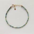 Tiny African Turquoise Bracelet Dainty Gemstone Beaded Bracelet Minimalist Blue Green Crystal December Birthstone Birthday Gift Daughter