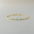 Tiny Sapphire Bracelet Dainty Yellow Green Sapphire Gemstone Beaded Jewelry Minimalist September Birthstone Birthday Gift Wife Daughter