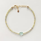 Tiny Sapphire Bracelet Dainty Yellow Green Sapphire Gemstone Beaded Jewelry Minimalist September Birthstone Birthday Gift Wife Daughter
