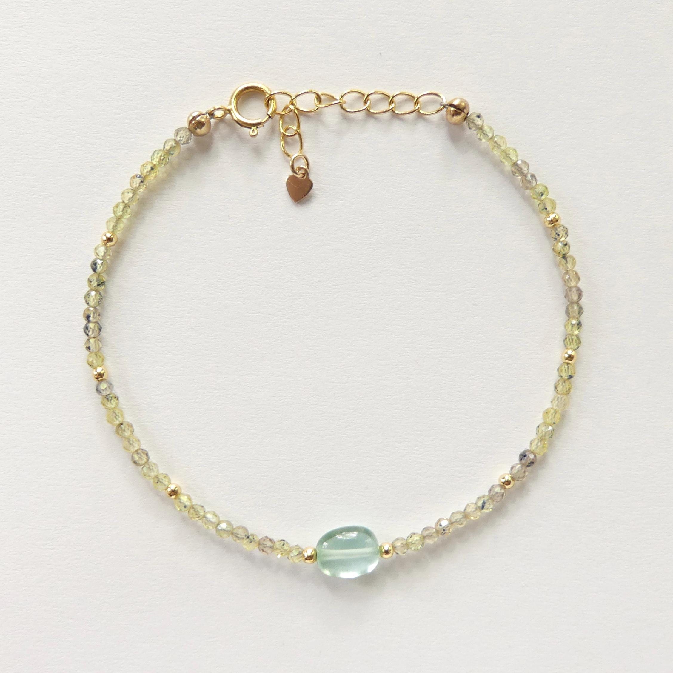 Tiny Sapphire Bracelet Dainty Yellow Green Sapphire Gemstone Beaded Jewelry Minimalist September Birthstone Birthday Gift Wife Daughter