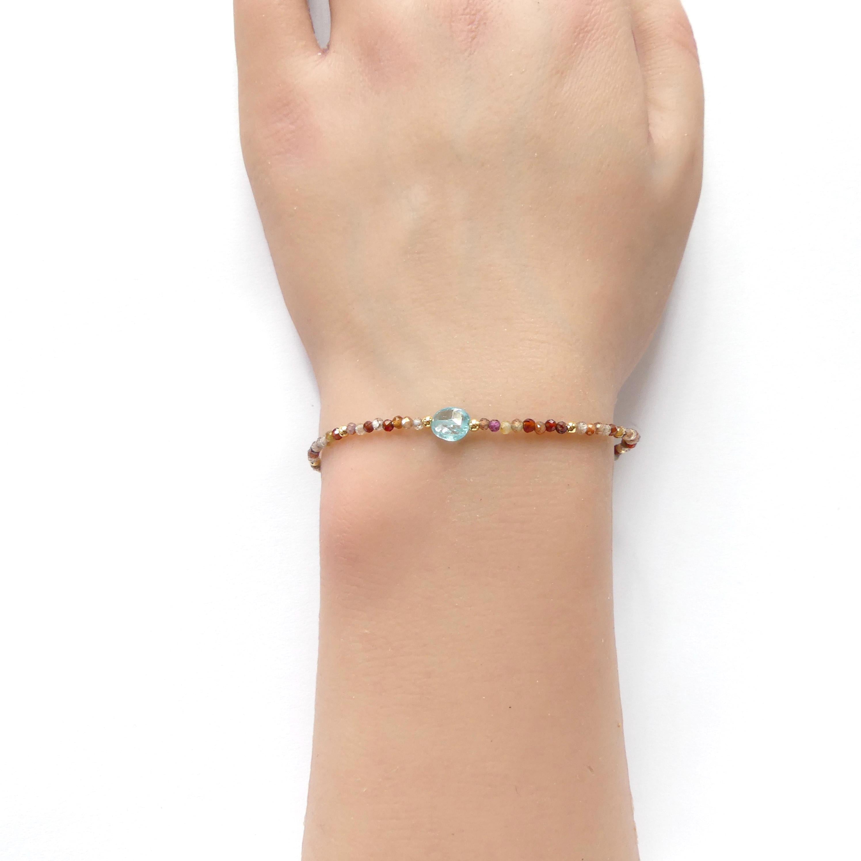 Tiny Zircon Bracelet Dainty Diamond Blue Zircon Gemstone Beaded Bracelet Sparkly Crystal December Birthstone Birthday Gift for Daughter Wife