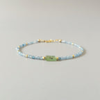 Tiny Kyanite Bracelet Dainty Green Paraiba Kyanite Gemstone Beaded Bracelet Minimalist Jewelry Crystal Birthday Gift for Women Daughter