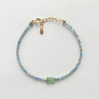 Tiny Kyanite Bracelet Dainty Green Paraiba Kyanite Gemstone Beaded Bracelet Minimalist Jewelry Crystal Birthday Gift for Women Daughter