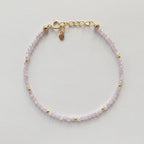 Tiny Kunzite Bracelet Dainty Lilac Pink Gemstone Beaded Jewelry Minimalist Crystal Bracelet Stacking Birthday Gift For Women Daughter Niece