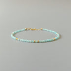 Amazonite Bracelet Dainty Gemstone Beaded Jewelry Blue Crystal Bracelet Trendy Minimalist Bracelet Stacking Birthday Gift Mom Grandma Gift