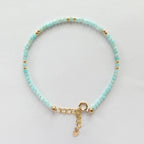 Amazonite Bracelet Dainty Gemstone Beaded Jewelry Blue Crystal Bracelet Trendy Minimalist Bracelet Stacking Birthday Gift Mom Grandma Gift