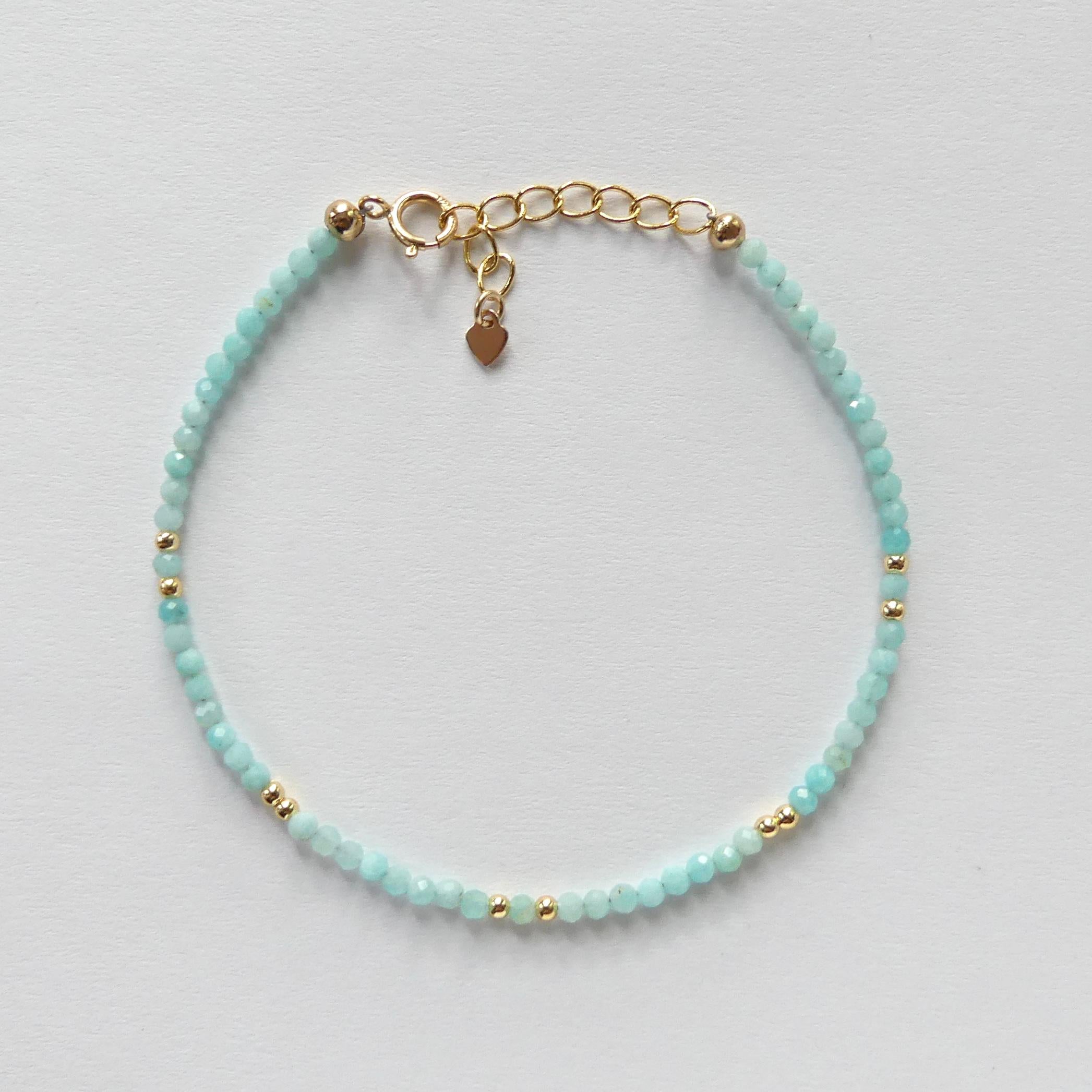 Amazonite Bracelet Dainty Gemstone Beaded Jewelry Blue Crystal Bracelet Trendy Minimalist Bracelet Stacking Birthday Gift Mom Grandma Gift