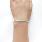 Amazonite Bracelet Dainty Gemstone Beaded Jewelry Blue Crystal Bracelet Trendy Minimalist Bracelet Stacking Birthday Gift Mom Grandma Gift
