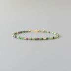 Tiny Ruby Zoisite Bracelet Dainty Beaded Green Gemstone Bracelet Minimalist July Birthstone Jewelry Crystal Birthday Gift Mom Wife Daughter