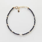 Tiny Black Tourmaline Bracelet Dainty Gemstone Beaded Bracelet Minimalist Black Crystal Jewelry October Birthstone Birthday Gift Mom Wife