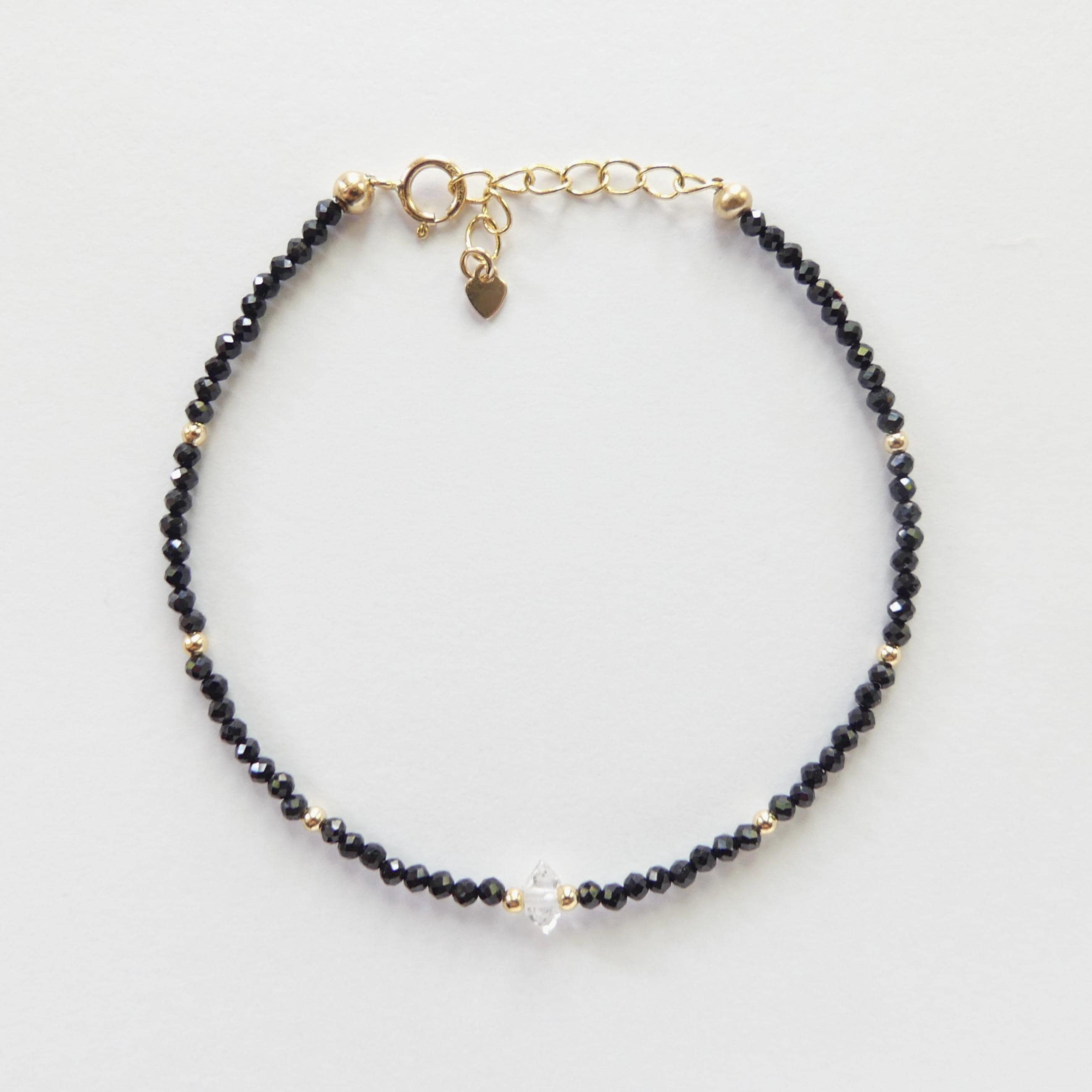 Tiny Black Tourmaline Bracelet Dainty Gemstone Beaded Bracelet Minimalist Black Crystal Jewelry October Birthstone Birthday Gift Mom Wife