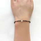 Tiny Black Tourmaline Bracelet Dainty Gemstone Beaded Bracelet Minimalist Black Crystal Jewelry October Birthstone Birthday Gift Mom Wife