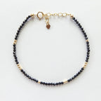 Tiny Black Spinel Bracelet Dainty Gemstone Beaded Bracelet Sparkly Black Crystal Jewelry Minimalist Birthday Gift Mom Wife Sister Christmas