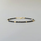 Tiny Black Spinel Bracelet Dainty Gemstone Beaded Bracelet Sparkly Black Crystal Jewelry Minimalist Birthday Gift Mom Wife Sister Christmas