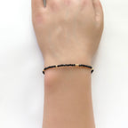 Tiny Black Spinel Bracelet Dainty Gemstone Beaded Bracelet Sparkly Black Crystal Jewelry Minimalist Birthday Gift Mom Wife Sister Christmas