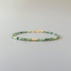 Tiny Emerald Bracelet Dainty Gemstone Beaded Bracelet May Birthstone Jewelry Green Crystal Bracelet Minimalist Birthday Gift Wife Daughter