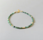 Tiny Emerald Bracelet Dainty Gemstone Beaded Bracelet May Birthstone Jewelry Green Crystal Bracelet Minimalist Birthday Gift Wife Daughter