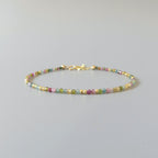 Tiny Watermelon Tourmaline Bracelet Dainty Tourmaline Jewelry Minimalist Bracelet Rainbow Crystal bracelet October Birthstone Birthday Gift