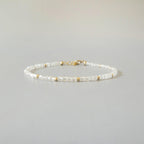 Tiny Rock Quartz Bracelet Dainty Clear Quartz Beaded Gemstone Bracelet Minimalist Jewelry April Birthstone Birthday Gift Mom Wife Bridesmaid