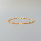 Tiny Sunstone Bracelet - Dainty Gemstone Beaded Jewelry