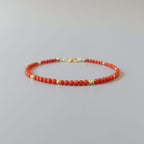 Tiny Italian Coral Bracelet - Dainty Gemstone Beaded Jewelry