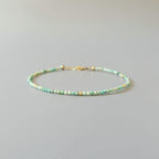Tiny Peruvian Turquoise Bracelet - Dainty Gemstone Beaded Jewelry