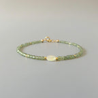 Tiny Green Apatite with Ethiopian Opal Bracelet - Dainty Minimalist Jewelry