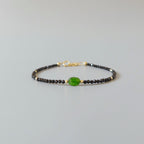 Tiny Black Spinel and Chrome Diopside Bracelet - Dainty Sparkly Jewelry