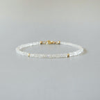 Tiny Rainbow Moonstone Bracelet - Dainty June Birthstone Jewelry