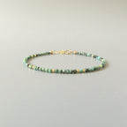 Tiny African Turquoise Bracelet - Dainty Gemstone Beaded Jewelry