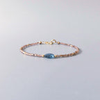 Tiny Andalusite Bracelet With London Blue Topaz -Minimalist Jewelry