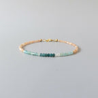 Tiny Ombre Grandidierite and Peach Moonstone Bracelet -Dainty Beaded Jewelry