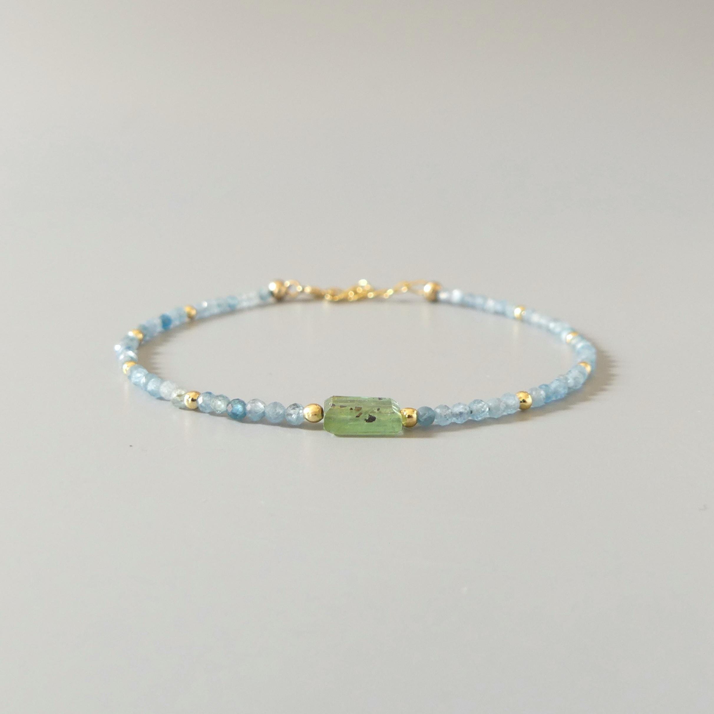Tiny Parabia Blue and Green Kyanite Bracelet - Dainty Gemstone Jewelry