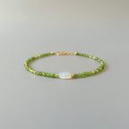 Tiny Chrome Diopside and Ethiopian Opal Bracelet -Dainty Beaded Jewelry