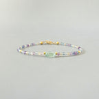 Tiny Fluorite Bracelet Dainty Gemstone Beaded Bracelet Colorful Jewelry Boho Chic Rainbow Jewelry Stacking Birthday Gift Wife Mom Sister