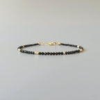 Tiny Black Spinel Bracelet -Dainty Minimalist Jewelry