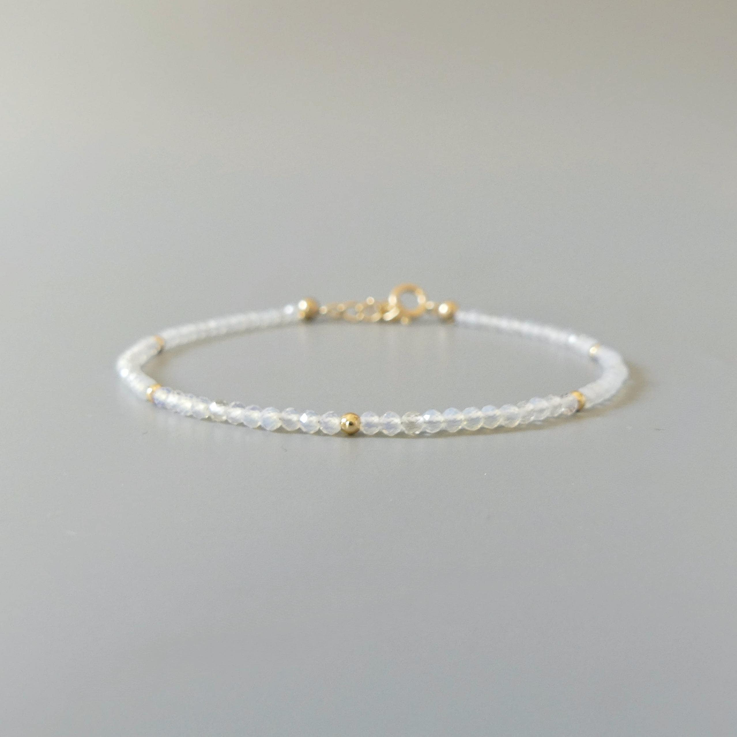 Tiny Opalite Bracelet - Dainty Gemstone Beaded Jewelry