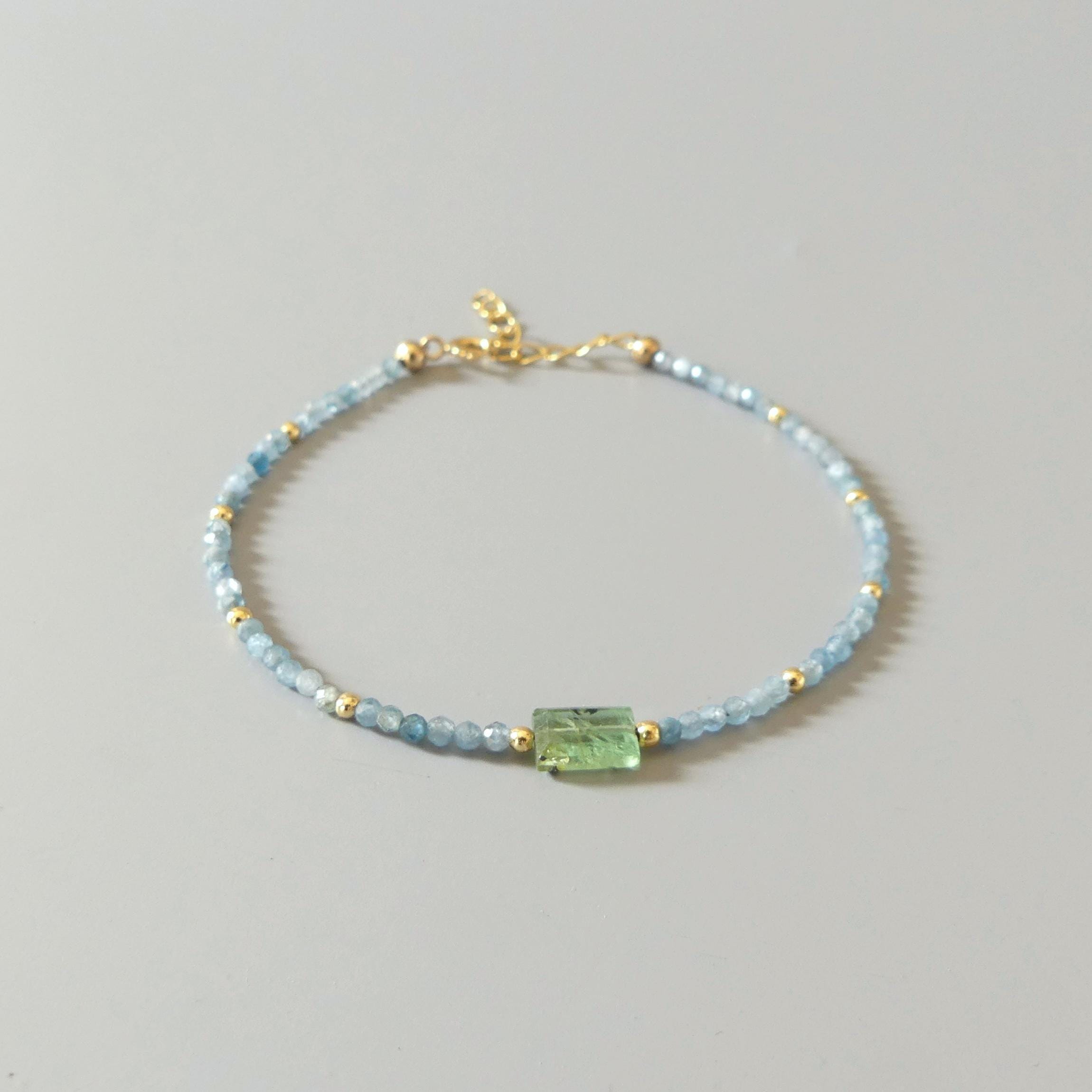 Tiny Parabia Blue and Green Kyanite Bracelet - Dainty Gemstone Jewelry