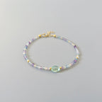 Tiny Fluorite Bracelet Dainty Gemstone Beaded Bracelet Colorful Jewelry Boho Chic Rainbow Jewelry Stacking Birthday Gift Wife Mom Sister