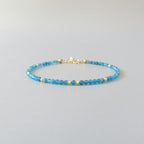 Tiny Neon Apatite Bracelet -Dainty Gemstone Beaded Jewelry