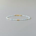 Tiny Aquamarine Bracelet - Dainty March Birthstone Jewelry
